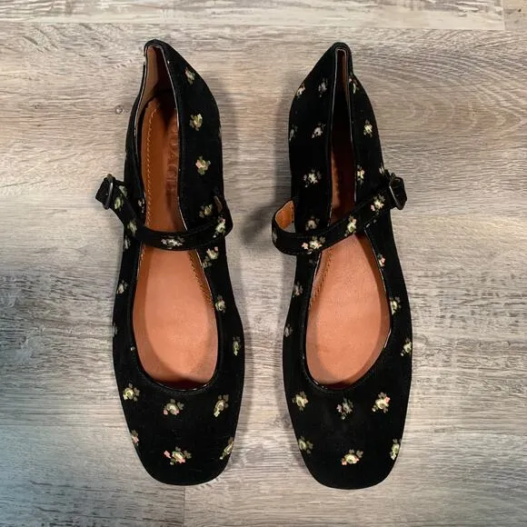 Coach Black Floral Flats