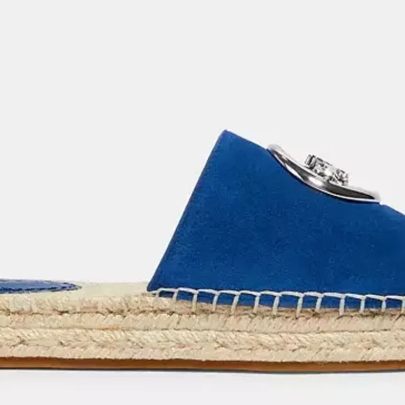 Coach Blue and Silver Espadrille Slides
