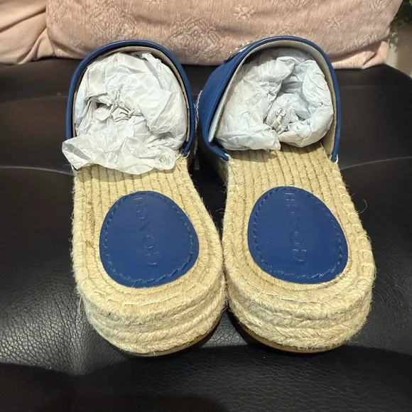 Coach Blue and Silver Espadrille Slides