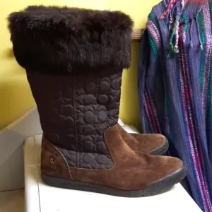 Coach brown suede and fur boots sz 10 M Style Talen