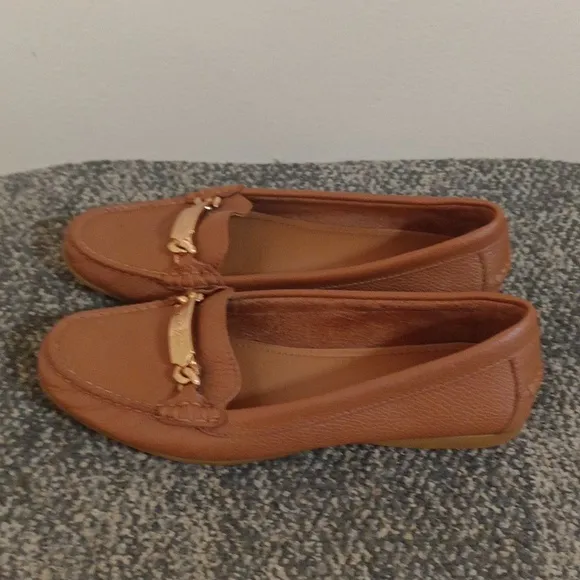 Coach chestnut brown leather loafers size 8 women's shoes
