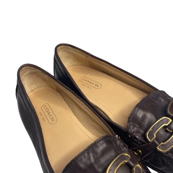 Coach Ella signature soft calf leather brown loafer, size 6.5 B with box