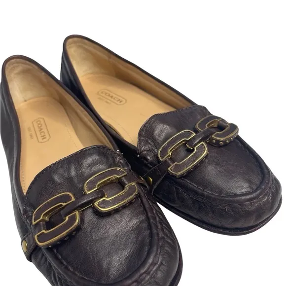 Coach Ella signature soft calf leather brown loafer, size 6.5 B with box