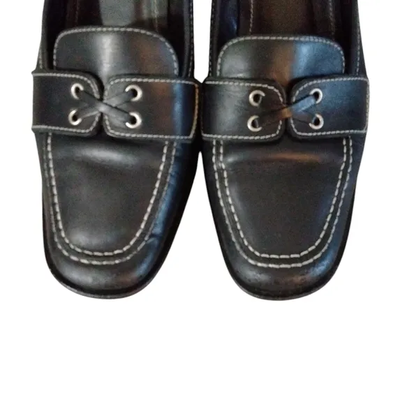 Coach Kassidy Black Heeled Loafers Womens Black Leather Heels Sz 10