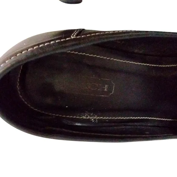 Coach Kassidy Black Heeled Loafers Womens Black Leather Heels Sz 10