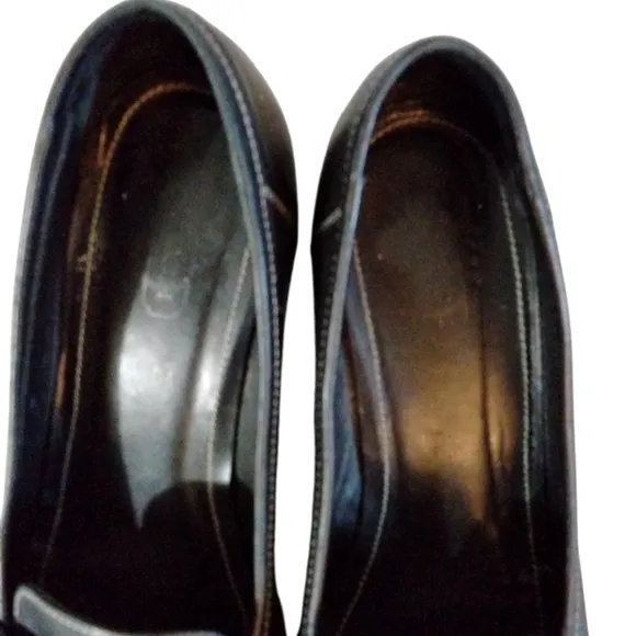 Coach Kassidy Black Heeled Loafers Womens Black Leather Heels Sz 10