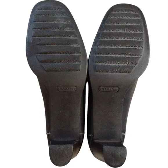 Coach Kassidy Black Heeled Loafers Womens Black Leather Heels Sz 10
