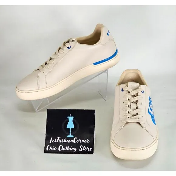 Coach Men's Beige Lowline Low Top Sneaker With Neon Rexy And Carriage Sz 8 346