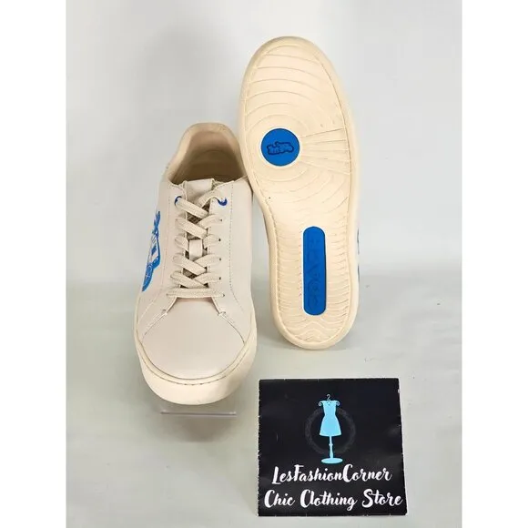 Coach Men's Beige Lowline Low Top Sneaker With Neon Rexy And Carriage Sz 8 346