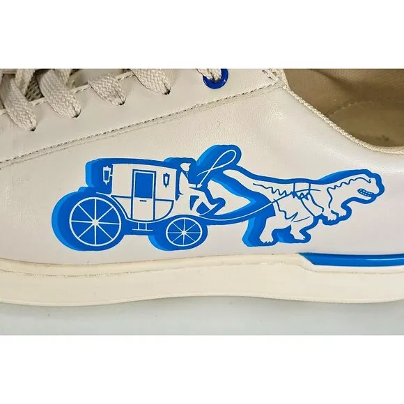 Coach Men's Beige Lowline Low Top Sneaker With Neon Rexy And Carriage Sz 8 346