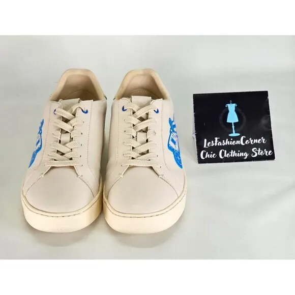 Coach Men's Beige Lowline Low Top Sneaker With Neon Rexy And Carriage Sz 8 346
