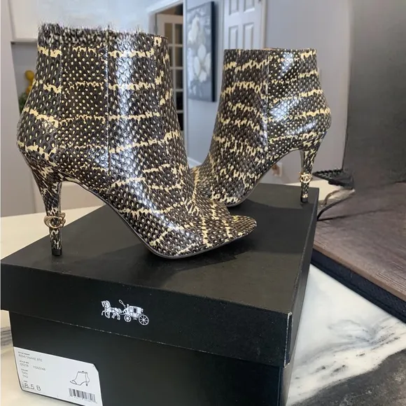 COACH Remi Snake Ankle Bootie, Heels