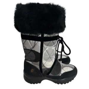 Coach Sasha Quilted Signature C's Fur Trimmed Winter Boots Size 5.5 M P694 Black