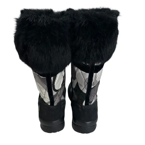 Coach Sasha Quilted Signature C's Fur Trimmed Winter Boots Size 5.5 M P694 Black