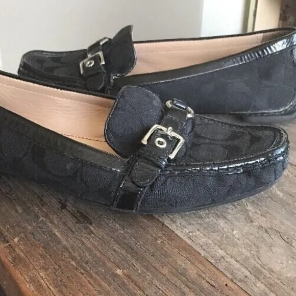 Coach Sz 7.5 Stacie Monogram Logo Flat Loafers