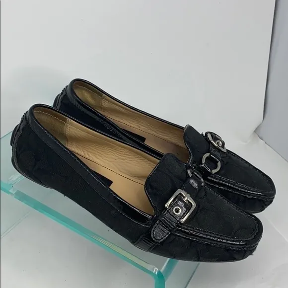 Coach Sz 7.5 Stacie Monogram Logo Flat Loafers