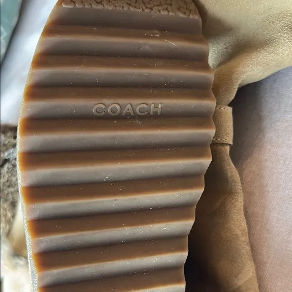 Coach Tan Winter &amp; Rain Boots with Fur Trim