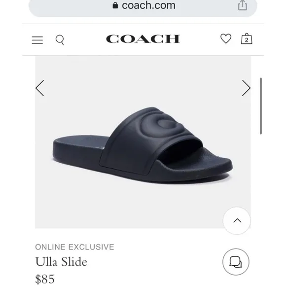 COACH ULLA SLIDES rubber new in box Size 8 unisex black