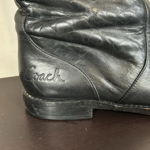 Coach Womens Cheyenne Leather Boots Sz 7 Black Riding Equestrian Over The Knee