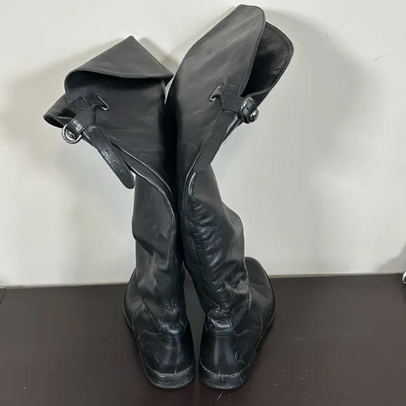 Coach Womens Cheyenne Leather Boots Sz 7 Black Riding Equestrian Over The Knee