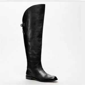 Coach Womens Cheyenne Leather Boots Sz 7 Black Riding Equestrian Over The Knee