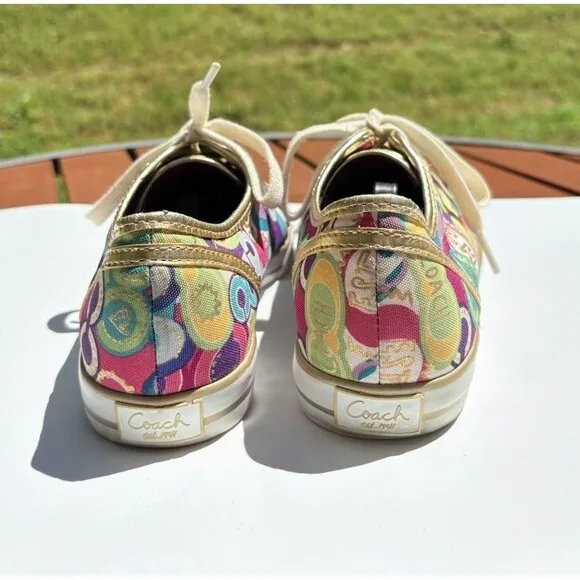 COACH™ Women's DEE Pop C Sneakers Sz 8.5 B Multicolor / Metallic Gold Trim