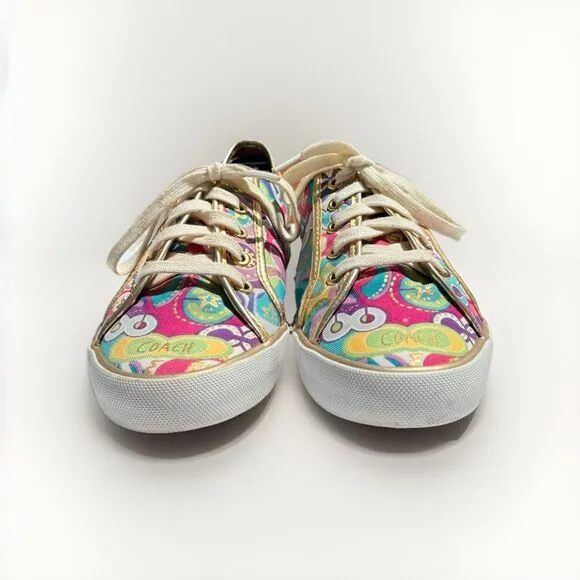 COACH™ Women's DEE Pop C Sneakers Sz 8.5 B Multicolor / Metallic Gold Trim
