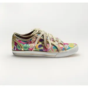 COACH™ Women's DEE Pop C Sneakers Sz 8.5 B Multicolor / Metallic Gold Trim