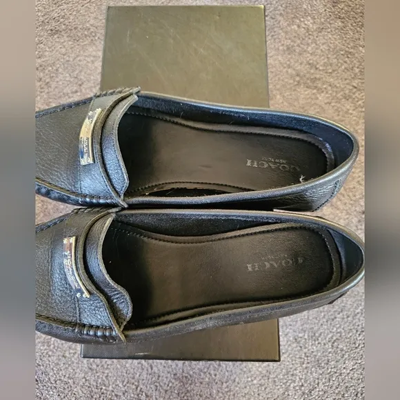 Coach Women's Frederica Pebble Black Leather Loafers