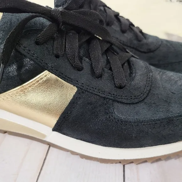 Cofi Holly black and metallic gold leather sneakers 7.5 NEW