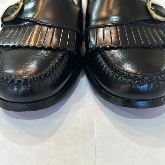 COLE HAAN Black Buckle Kiltie Slip on Loafers Gold Buckle 8 DMemory Flex Comfort