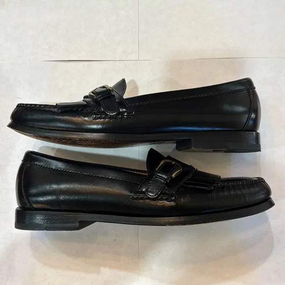 COLE HAAN Black Buckle Kiltie Slip on Loafers Gold Buckle 8 DMemory Flex Comfort