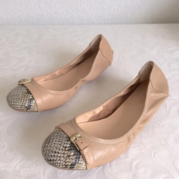 Cole Haan cap toe buckle ballet flats