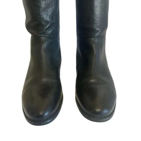 Cole Haan Dutchess Tall Leather Over-The-Knee Black Biker Riding Boots Size 7