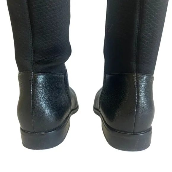 Cole Haan Dutchess Tall Leather Over-The-Knee Black Biker Riding Boots Size 7