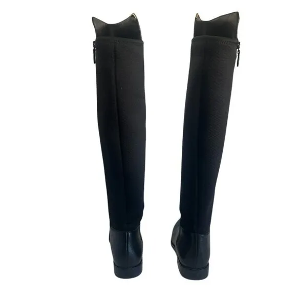 Cole Haan Dutchess Tall Leather Over-The-Knee Black Biker Riding Boots Size 7