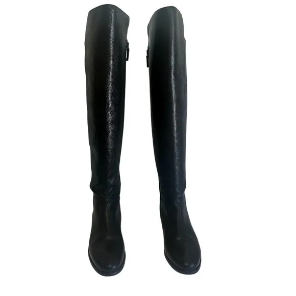 Cole Haan Dutchess Tall Leather Over-The-Knee Black Biker Riding Boots Size 7