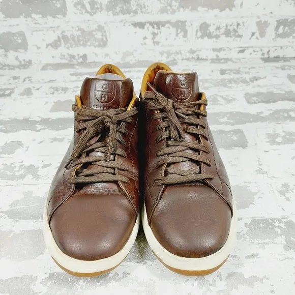 Cole Haan Grandpro Tennis Brown Leather Lace Up Low Top Fashion Sneakers M382