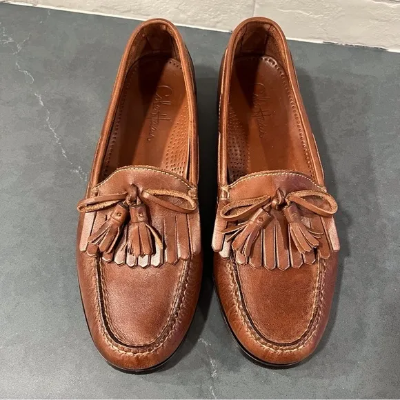 Cole Haan men’s 10 brown leather tassel loafers