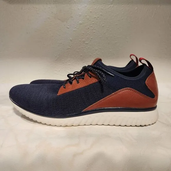 Cole Haan Mens Size 12M GrandMotion Navy Blue/Brown Knit Stretch Fashion Sneaker
