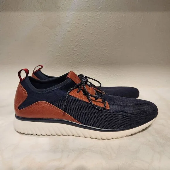 Cole Haan Mens Size 12M GrandMotion Navy Blue/Brown Knit Stretch Fashion Sneaker