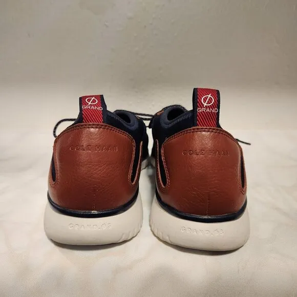 Cole Haan Mens Size 12M GrandMotion Navy Blue/Brown Knit Stretch Fashion Sneaker