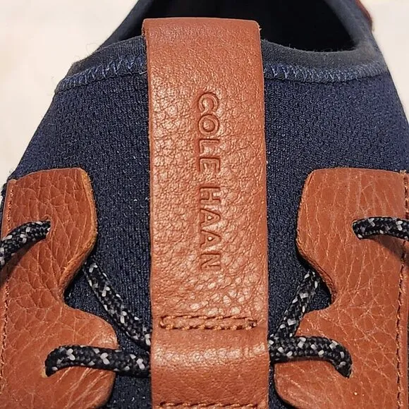 Cole Haan Mens Size 12M GrandMotion Navy Blue/Brown Knit Stretch Fashion Sneaker
