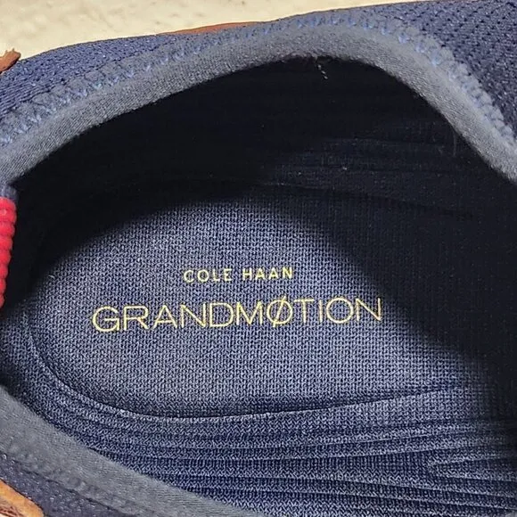 Cole Haan Mens Size 12M GrandMotion Navy Blue/Brown Knit Stretch Fashion Sneaker