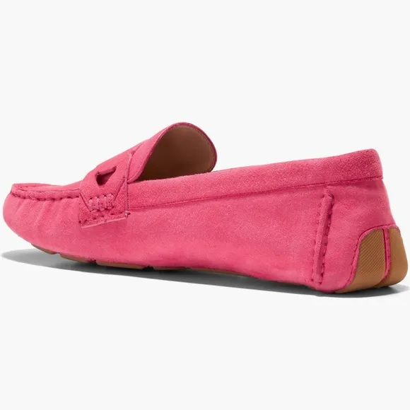 Cole Haan Women’s 7 Pink Suede Evelyn Chain Slip-On Driver Loafers