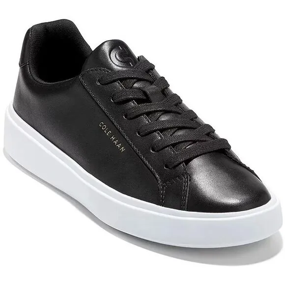 Cole Haan Womens Black Lace-Up Leather Casual And Fashion Sneakers New