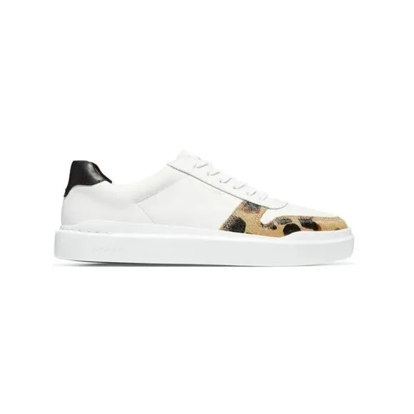 Cole Haan Grandpro white leather leopard calf hair sneaker 7.5