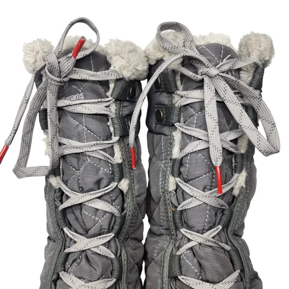 Columbia Boots Womens 8.5 Gray Waterproof Mid Calf Quilted Lace Up Sherpa