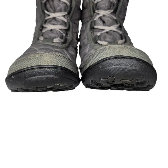 Columbia Boots Womens 8.5 Gray Waterproof Mid Calf Quilted Lace Up Sherpa