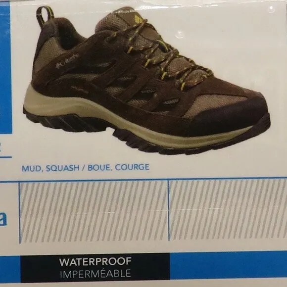 Columbia* Men's Crestwood Waterproof Brown/Suede Accents Hiking Sneakers~Size 12